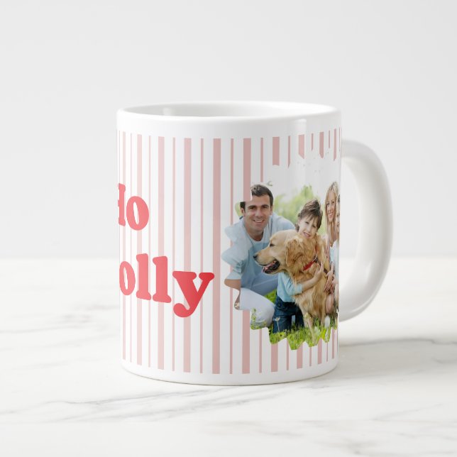 Ho Ho Ho Holy Jolly Christmas Striped Jumbo-Tasse (Vorderseite Rechts)