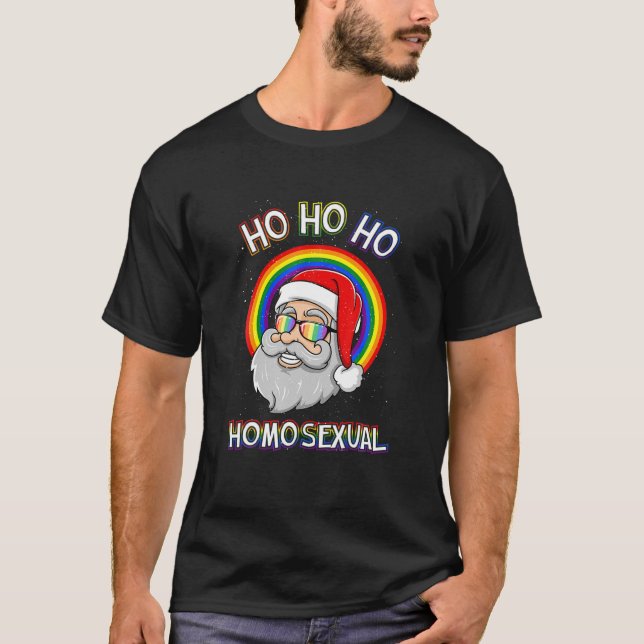 Ho Ho Ho Homosexual Holigays LGBT Ugly Christmas S T-Shirt (Vorderseite)