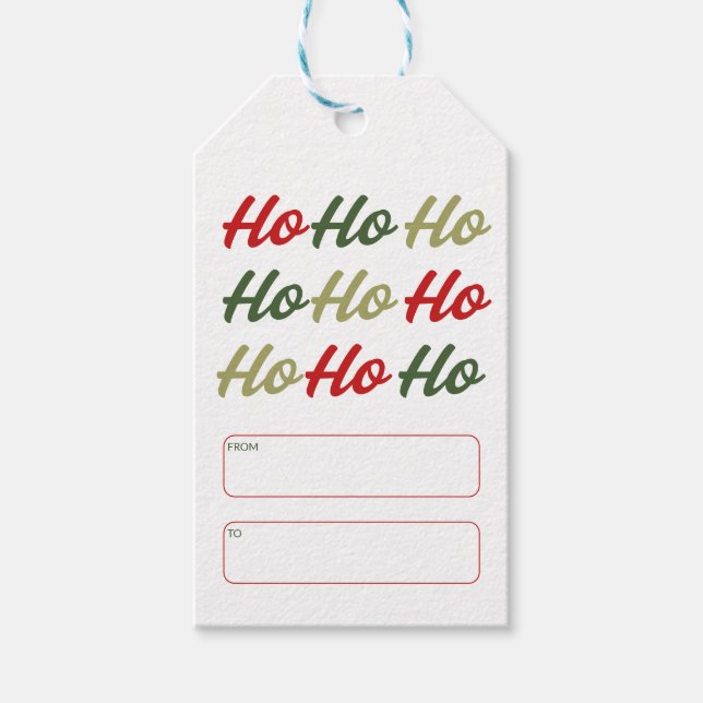 Ho Ho Ho Kalligrafie Weihnachten Geschenkanhänger (Vorderseite)