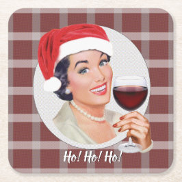 Ho! Ho! Ho! Kariert Rechteckiger Pappuntersetzer