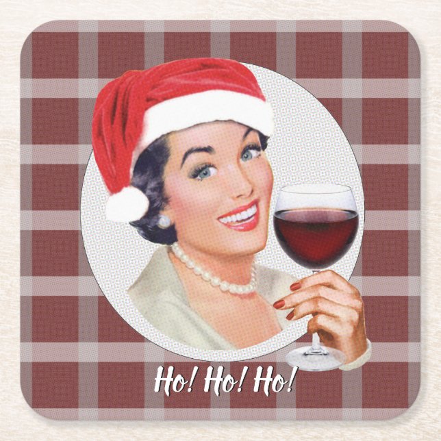 Ho! Ho! Ho! Kariert Rechteckiger Pappuntersetzer (Vorderseite)