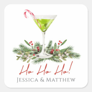 Ho Ho Ho Lebkuchen Cocktail Martini Paare Quadratischer Aufkleber