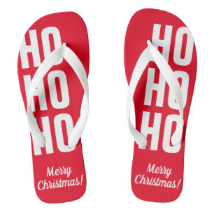 HO HO HO lustiger roter, tropischer Weihnachtsstra Flip Flops