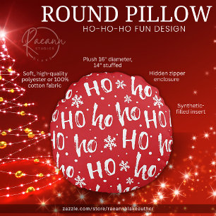 Ho-Ho-Ho Lustiges Weihnachtsdesign Runde Kissen