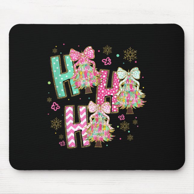 Ho Ho Ho Merry Christmas Coquette Bow Xmas Trees H Mousepad (Vorne)