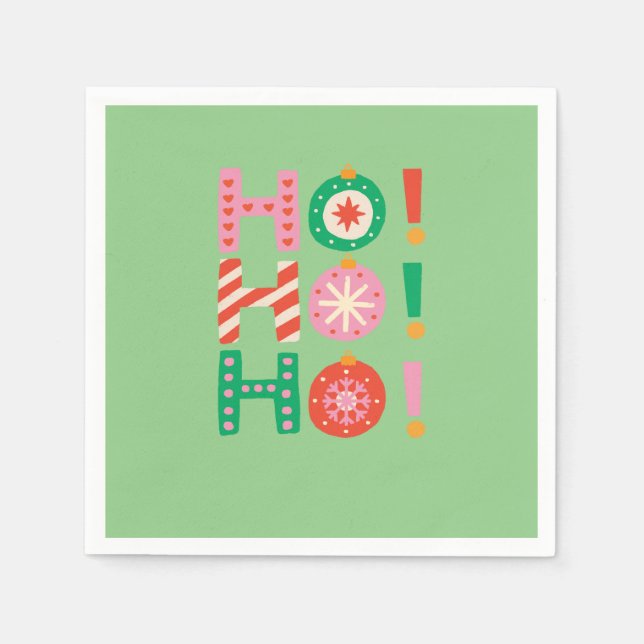 HO HO HO MERRY CHRISTMAS SEASONAL GIFT SERVIETTE (Vorderseite)