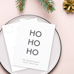 Ho Ho Ho   Minimalistisch Clean Simple White Chris Feiertagspostkarte