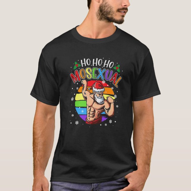 Ho Ho Ho Mosexual Gay Santa Costume Rainbow LGBT P T-Shirt (Vorderseite)