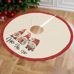 Ho Ho Ho! Niedlich Gnomes Nordic Christmas Red Polyester Weihnachtsbaumdecke