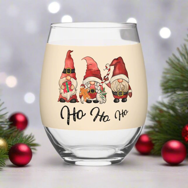 Ho Ho Ho! Niedlich Gnomes Nordischer Weihnachtsurl Weinglas Ohne Stiel (Von Creator hochgeladen)