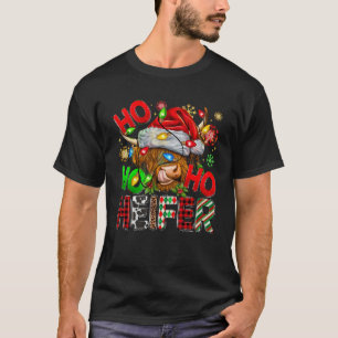 Ho Ho Ho Niedliche Hochland-Kuh Weihnachtszeit Wei T-Shirt