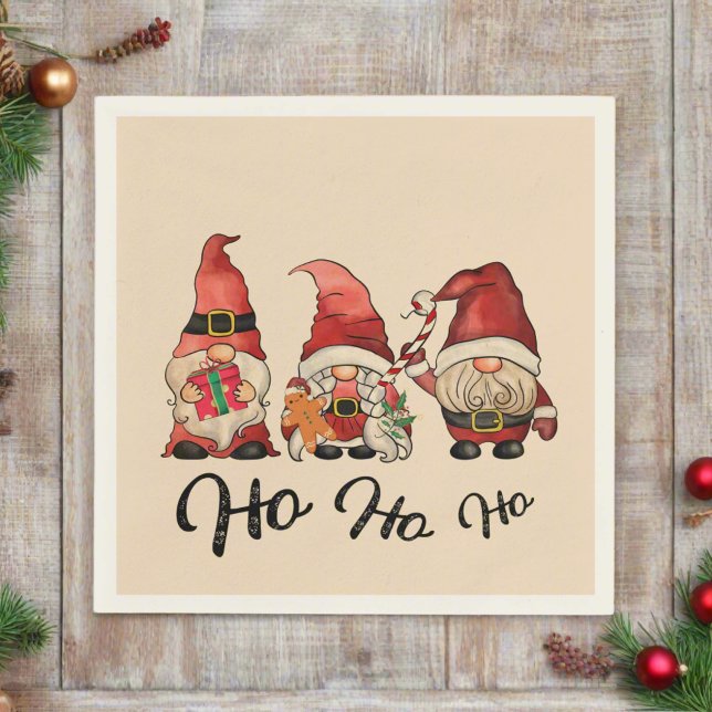 Ho Ho Ho! Niedliche nordische Gnomes Weihnachten Serviette (Von Creator hochgeladen)
