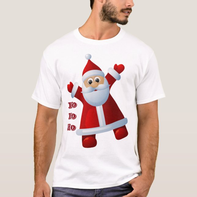 HO! HO! HO! Niedlicher Weihnachtsmann frohe Weihna T-Shirt (Vorderseite)