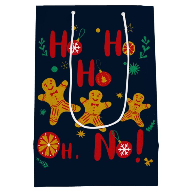 Ho Ho Ho Oh nein! Niedlich Gingerbread Man Mittlere Geschenktüte (Rückseite)