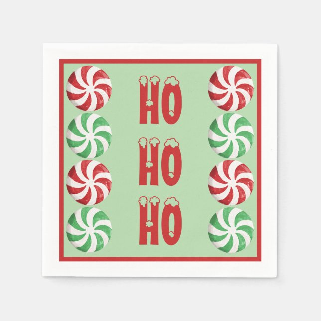 HO HO HO Peppermint Thema Napkins Serviette (Vorderseite)