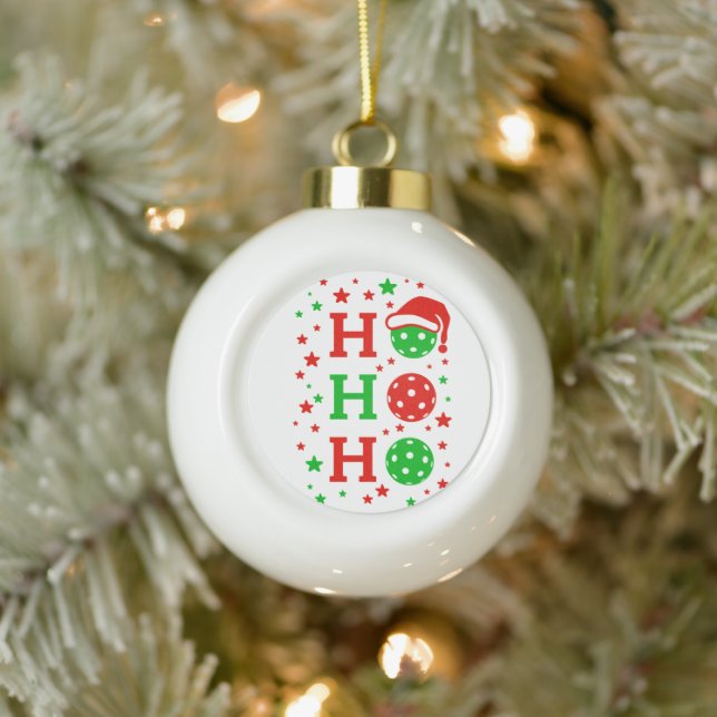 Ho Ho Ho Pickleball - Funny Christmas Sports Keramik Kugel-Ornament (Baum)