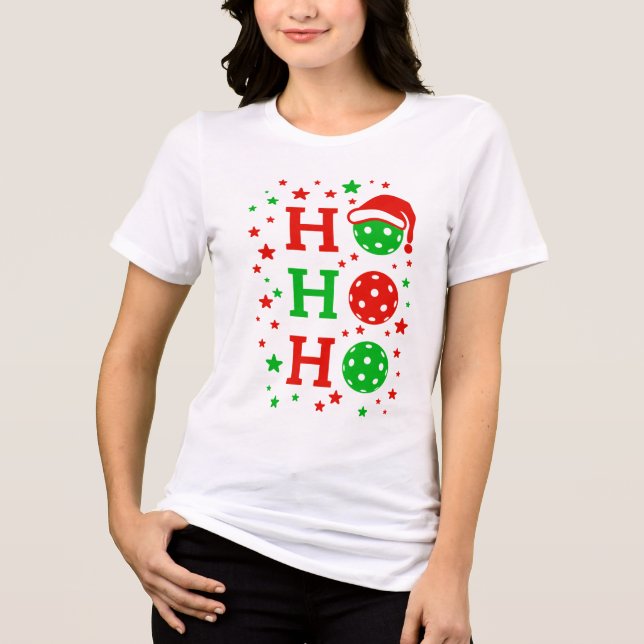 Ho Ho Ho Pickleball - Funny Christmas Sports Tri-Blend Shirt (Vorderseite)