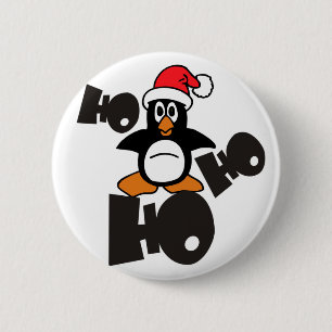 Ho Ho Ho - Pinguin - Frohe Weihnachten Button