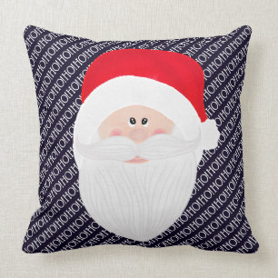 Ho Ho Ho Red Blue Santa Claus Watercolor Kissen