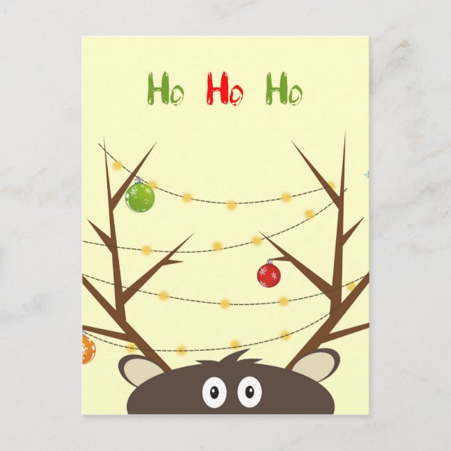 Ho Ho Ho Reindeer Postkarte (Vorderseite)