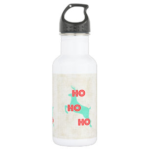 Ho ho ho Rentiere rot blau Weihnachten Vintage Edelstahlflasche