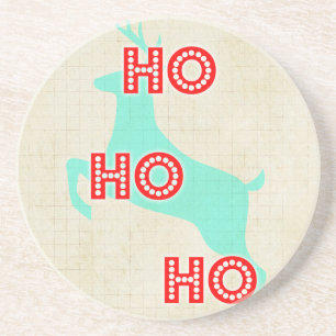 Ho Ho Ho Rentiere rot blau Weihnachten vintage Sandstein Untersetzer