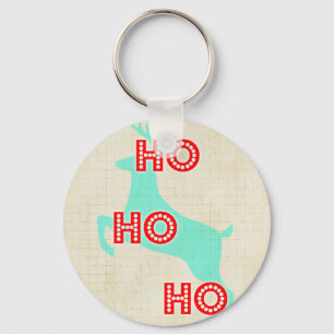 Ho ho ho Rentiere rot blau Weihnachten vintage Schlüsselanhänger