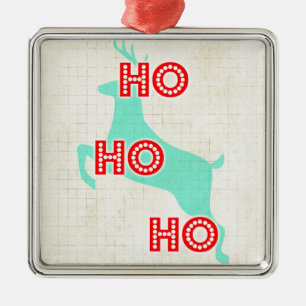 ho ho ho Rentiere rote blaue Weihnachten Vintag Ornament Aus Metall