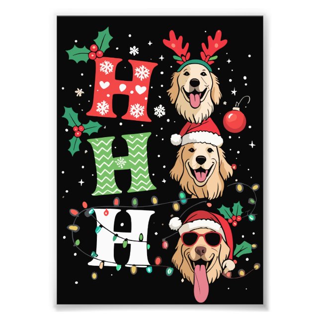 Ho Ho Ho Retriever Golden Weihnachten Fotodruck (Vorne)