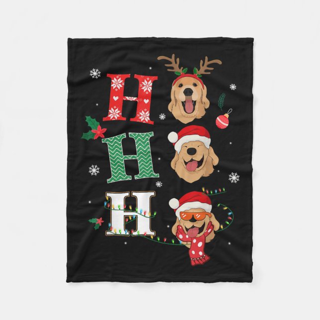 Ho Ho Ho Retrievers Golden Xmas Outfit Christmas C Fleecedecke (Vorderseite)