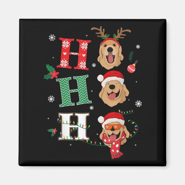 Ho Ho Ho Retrievers Golden Xmas Outfit Christmas C Magnet (Vorne)