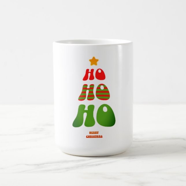 Ho Ho Ho Retro-Weihnachtsbaum-Tasse Kaffeetasse (Mittel)