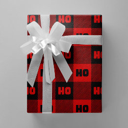 Ho Ho Ho Rot & Schwarz Chic Weihnachten Büffel Kar Geschenkpapier