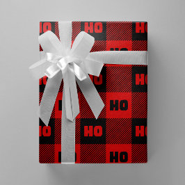 Ho Ho Ho Rot & Schwarz Chic Weihnachten Büffel Kar Geschenkpapier