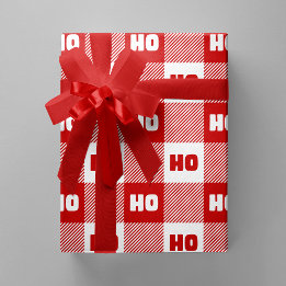 Ho Ho Ho Rot & Weiß Chic Weihnachten Buffalo Karo Geschenkpapier
