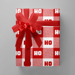 Ho Ho Ho Rot & Weiß Chic Weihnachten Buffalo Karo Geschenkpapier