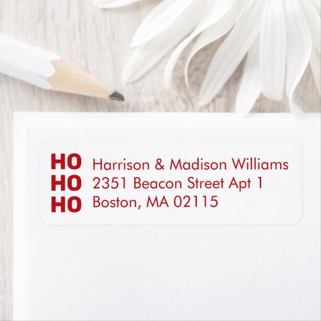 Ho Ho Ho Rote weiße Weihnachtsfeier Rücksendeadres (Insitu)
