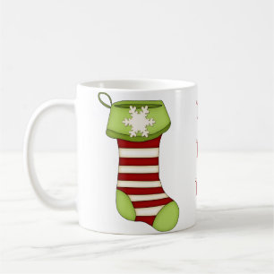 HO HO HO! Roter Streifen Weihnachts-Strumpf+Schnee Tasse