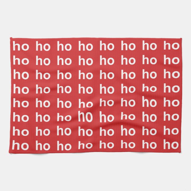 Ho-Ho-Ho Rotes Weihnachtsfest Geschirrtuch (Horizontal)