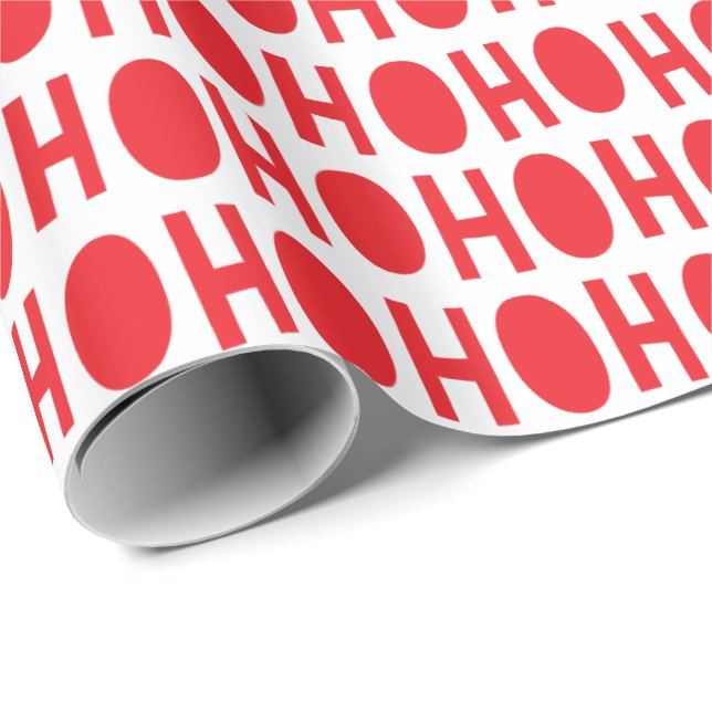 Ho Ho Ho rotes weißes themenorientiertes Geschenkpapier (Rolleneckpunkt)