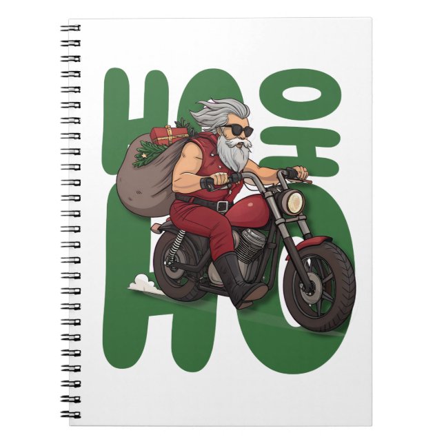 Ho Ho Ho Santa Biker Notizblock (Vorderseite)