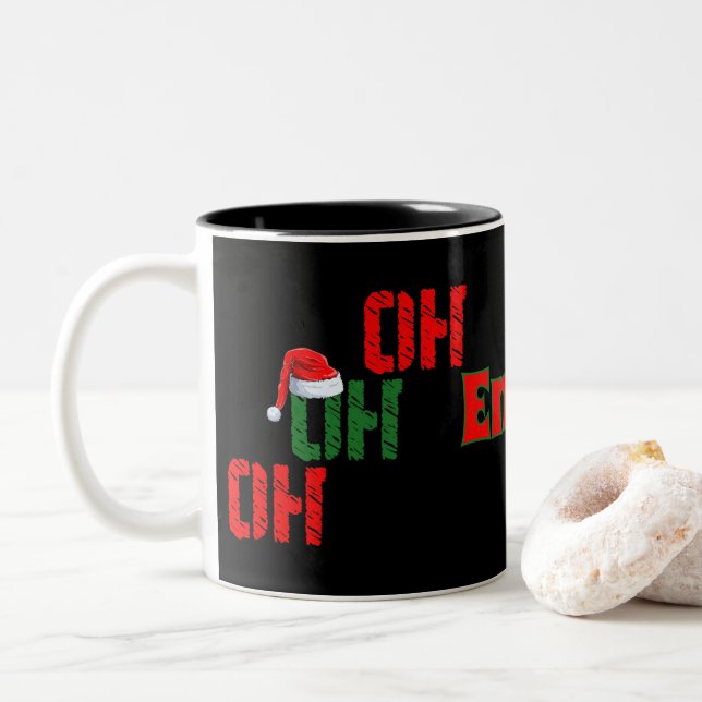 Ho Ho Ho Santa Claus Hat frohe Weihnachten Zweifarbige Tasse (Mit Donut)
