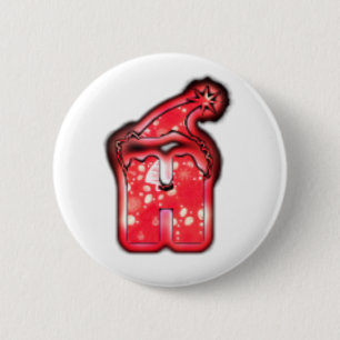 Ho Ho Ho! Santa Claus hat Frohe Weihnachtsstern. Button