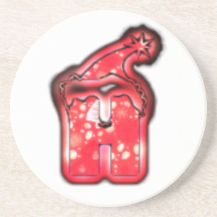 Ho Ho Ho! Santa Claus Hat Merry Christmas Star.png Sandstein Untersetzer