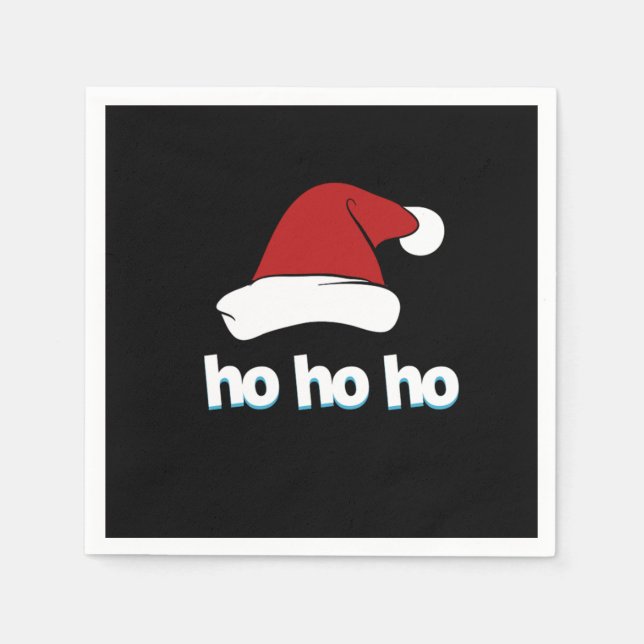 Ho Ho Ho Santa Claus Hat Xmas Weihnachtsvibes Serviette (Vorderseite)