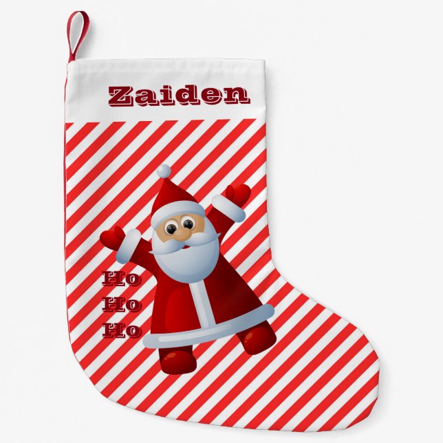 HO! HO! HO! Santa Claus Merry Christmas Candy Cane Kleiner Weihnachtsstrumpf (Vorderseite)