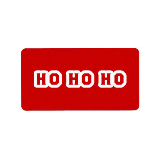 Ho Ho Ho (Santa Claus Says) Red Background Adressaufkleber