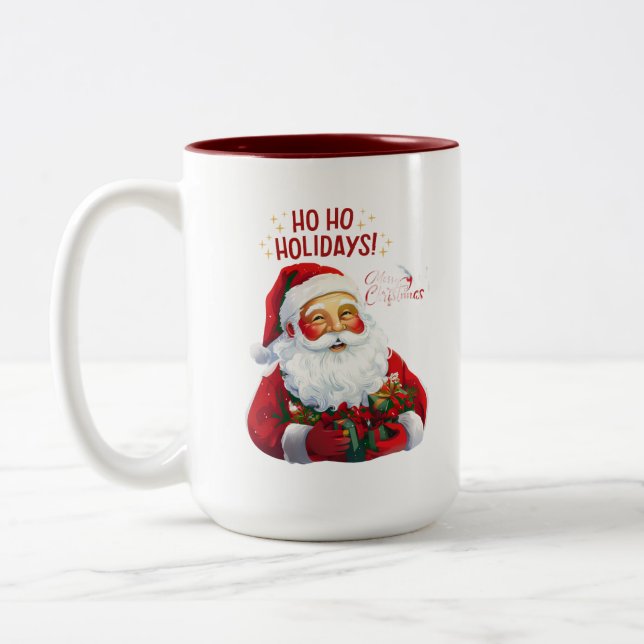 Ho Ho Ho Santa Claus - Weihnachten Zweifarbige Tasse (Links)