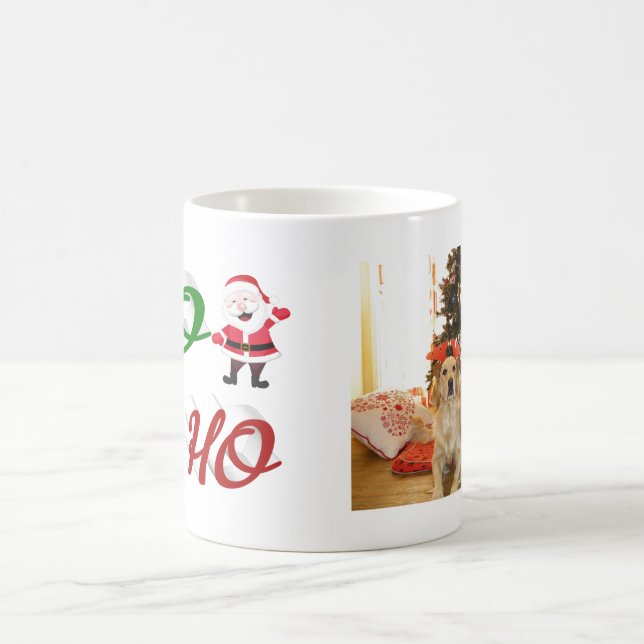 Ho Ho Ho Santa Claus Weihnachts-Foto-Skript Kaffeetasse (Mittel)