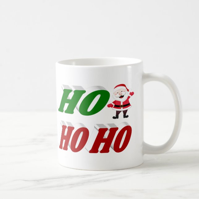 Ho Ho Ho Santa Claus Weihnachts-Halbtypografie Kaffeetasse (Rechts)